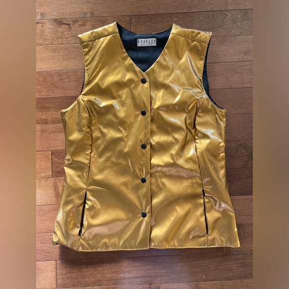 Vintage 80s Address Metallic Gold Vest Womens M - Picture 2 of 13